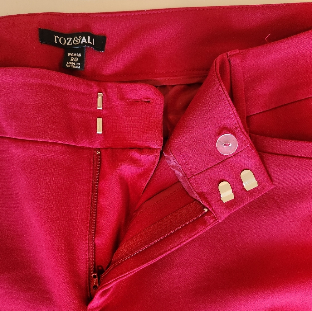 Roz & Ali Red Dress Pants - Tailored Straight Leg - Picture 4 of 7